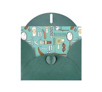 WHJDPP Biglietto di auguri verde scuro con stampa da barbiere, 10,2 x 15,2 cm, per Natale, compleanni dei bambini, San Valentino, anniversari di matrimonio e inviti per feste