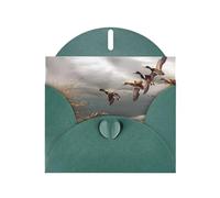 WHJDPP Biglietto di auguri verde scuro con stampa di anatre selvatiche che volano 10,2 x 15,2 cm per Natale, compleanni dei bambini, San Valentino, anniversari di matrimonio e inviti per feste