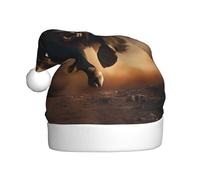 WHJDPP Bison run Picture Cappelli di Natale in peluche da uomo e da donna, tappi per feste di Capodanno per adulti
