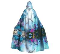 WHJDPP Blue Ocean - Mantello con cappuccio per Halloween, con immagine di pesci subacquei, per adulti, super grande, senza cerniera
