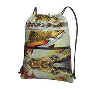 WHJDPP Brook - Zaino con coulisse per pesca alla trota, leggero, impermeabile, con tasca con cerniera, ideale per palestra, viaggi, yoga ed escursionismo