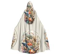 WHJDPP Bubble Animal World - Mantello con cappuccio per Halloween, per adulti, con papillon, per feste in costume, cosplay
