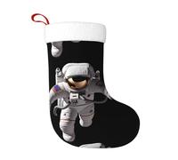 WHJDPP Calze decorative natalizie con stampa astronauta coraggiosa per decorare Halloween, Natale e Capodanno