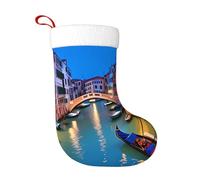 WHJDPP Calze decorative natalizie con stampa notturna di Venezia per Halloween, Natale e Capodanno