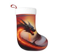 WHJDPP Calze decorative natalizie stampate con drago sul vulcano per decorare Halloween, Natale e Capodanno