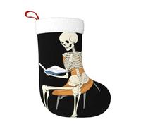 WHJDPP Calzini decorativi natalizi Calza Soft Skeleton lettura di un libro illustrato stampato leggero, con una buona sensazione tattile per Halloween, Natale e Capodanno
