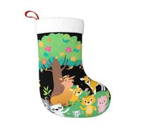 WHJDPP Calzini decorativi natalizi con stampa di animali sotto l'albero dei fiori per decorare Halloween, Natale e Capodanno