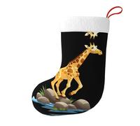 Whjdpp Calzini natalizi stampati su entrambi i lati con giraffa che salta sopra le rocce per decorazioni interne per feste di grande capacità