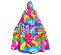 WHJDPP Candy Land Printing Adult Hooded Cloak è un poncho con cappuccio super grande, confortevole e resistente per Halloween