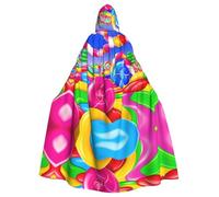 WHJDPP Candy Land Printing Adult Hooded Cloak è un poncho con cappuccio super grande, confortevole e resistente per Halloween