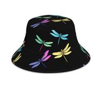 WHJDPP Cappello alla pescatora riflettente The Four Dragonfly Brothers stampa per uomini e donne per viaggi, campeggio, attività all'aperto nero