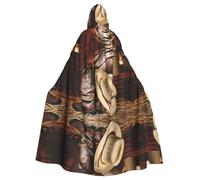 WHJDPP Cappello da cowboy nero con stampa di stivali occidentali mantello con cappuccio - lungo, comodo costume cosplay