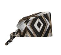 WHJDPP Cappello da cuoco per donne e uomini, per uso chirurgico, infermieristico, con stampa marmorizzata in lamina d'oro, colore: nero e bianco