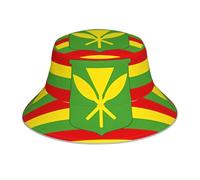 WHJDPP Cappello da pescatore riflettente con bandiera hawaiana nativa per uomini e donne unisex, leggero, traspirante, pieghevole, nero