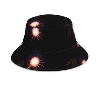 WHJDPP Cappello da pescatore riflettente con stampa di due soli, per uomini e donne, per viaggi, campeggio, attività all'aperto, nero