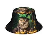 WHJDPP Cappello da pescatore riflettente con stampa di gatto con cappello da strega, per uomini e donne, per viaggi, campeggio, attività all'aperto, nero