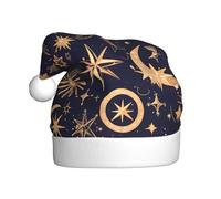 WHJDPP Cappello di Natale con stelle dorate nel cielo notturno stampato per adulti celebrazioni festive come regalo per uomini e donne