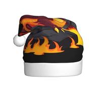 WHJDPP Cappello di Natale per adulti con stampa di drago di fuoco nella lava, morbido, leggero e soffice, per uomini e donne
