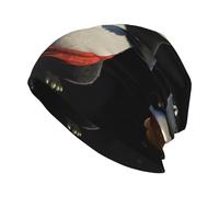 WHJDPP Cappello lavorato a maglia alla moda per adulti con stampa panda grandi e piccoli, morbido, confortevole e traspirante, per uomini e donne, nero