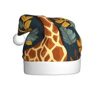 WHJDPP Cappello natalizio con stampa della giraffa tra le foglie, per adulti, regalo per uomini e donne