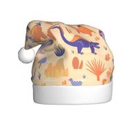 WHJDPP Cappello natalizio viola con stampa di dinosauri per adulti, morbido e soffice, ideale per un uso a lungo termine