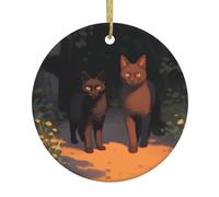 WHJDPP Ciondolo rotondo da appendere a forma di albero di Natale con gatto fuori dall'ombra, 7,4 cm, squisito e durevole