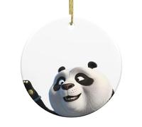 WHJDPP Ciondolo rotondo da appendere a forma di albero di Natale stampato con panda in arrivo, 7,4 cm, squisito e durevole