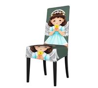 WHJDPP - Coprisedia rimovibile per sedia da pranzo con grazioso angioletto stampato, morbido e confortevole, protegge le sedie per soggiorno, tavolo da pranzo e cucina