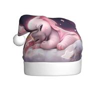 WHJDPP Cute Baby Elephant Sleeping Pink Moon Picture Cappello di Natale per Adulti per Natale, Halloween, Capodanno, vendite, promozioni