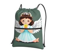 WHJDPP Cute little angel Prints - Zaino con cerniera e coulisse, leggero, impermeabile, con tasca frontale e organizer interno, ideale per viaggi, yoga ed escursioni