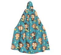 WHJDPP Cute Little Monkeys Printing Adult Hooded Cloak è un poncho con cappuccio super grande, confortevole e resistente per Halloween