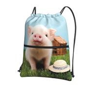 WHJDPP Cute Pig Prints, zaino con coulisse e cerniera, leggero, impermeabile, con tasca frontale e organizer interno, ideale per viaggi, yoga ed escursionismo