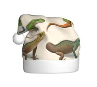 WHJDPP Diversi tipi di lucertola Immagine Cappelli di Natale della peluche degli uomini e delle donne, cappelli di festa di Capodanno adulti