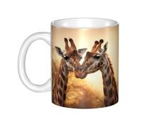 WHJDPP Due giraffe Tazza in ceramica per cappuccino, latte, cereali, yogurt, latte, bevande calde o fredde Forno a microonde