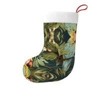 Whjdpp Due pappagalli su palma verde stampa su entrambi i lati stampati calzini natalizi per feste di grande capacità decorazioni per interni