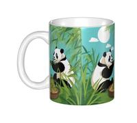 WHJDPP Due simpatici panda grandi tazze in ceramica per cappuccino, latte, cereali, yogurt, latte, bevande calde o fredde forno a microonde