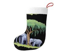 WHJDPP Elefanti sotto l'albero di salice Stampa Calze decorative di Natale Adatto per uffici, alberi di Natale