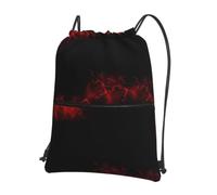WHJDPP Explosion Burst - Zaino con cerniera e coulisse, con stampa rossa e nera, leggera, impermeabile, con tasca frontale e organizer interno, ideale per viaggi, yoga ed escursionismo