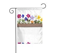 WHJDPP Fiori in vasi di legno stampa bandiere da giardino 30,5 x 45,7 cm per decorazione cortile con 3 cm di larghezza di posizione (solo bandiera, asta non inclusa)