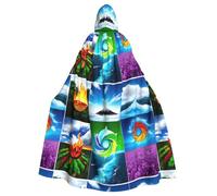 WHJDPP Four Elements - Mantello con cappuccio e papillon per Halloween, per adulti, per feste in costume, cosplay