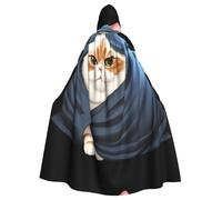 WHJDPP Gatto grasso coperto di coperta immagine Halloween adulto mantello con cappuccio mantello con papillon per feste in costume, cosplay