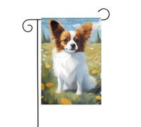 WHJDPP Graziose bandiere da giardino con stampa papillon bianca, 30,5 x 45,7 cm, per decorazione da cortile, larghezza di 3 cm (solo bandiera, asta non inclusa)