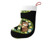 WHJDPP Graziosi calzini decorativi con stampa dell'alfabeto con fiori e orso, per aggiungere allegria festiva ad Halloween, Natale