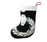 WHJDPP Gufo delle nevi su ghirlanda di Natale stampato calze decorative di Natale Aggiungi allegria festiva ad Halloween, Natale