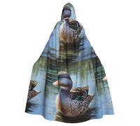 WHJDPP Hd Pittura ad Olio Anatra Immagine Halloween Adulto Mantello con Cappuccio Mantello con Papillon per feste in costume, Cosplay