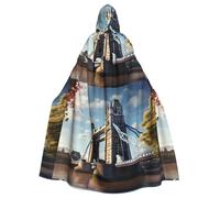 WHJDPP Historic Old Tower Bridge London, mantello con cappuccio, per adulti, con stampa, per Halloween, super grande, senza cerniera
