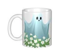 WHJDPP Il fantasma tra i fiori Tazza in ceramica per cappuccino, latte, cereali, yogurt, latte, bevande calde o fredde Forno a microonde