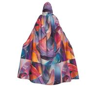 WHJDPP Il flusso di blocchi di colore Immagine Halloween Adulto Mantello con Cappuccio Mantello con Papillon per feste in costume, Cosplay