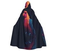 WHJDPP Il mantello con cappuccio per adulti con immagine di pappagallo sfumato è un poncho con cappuccio super grande, comodo e resistente per Halloween