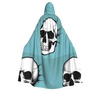 WHJDPP Il mantello con cappuccio per adulti con stampa a teschio è un poncho con cappuccio super grande, confortevole e resistente per Halloween